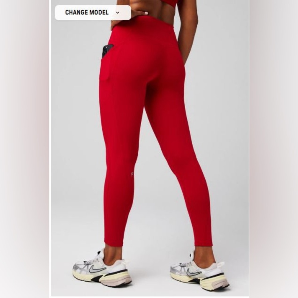 NWT- Fabletics PureLuxe HW Pocket Full length Leggings -HOLLY BERRY (27”) New !! - Picture 9 of 11